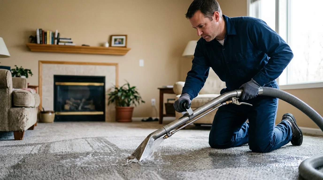 Water damage restoration technician working near Sudbury, MA